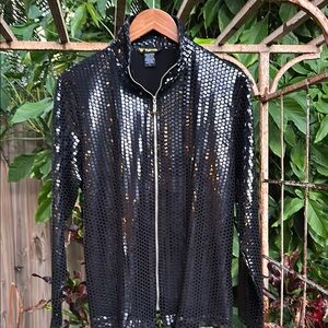 Valentina Made in Korea Black Sequin Zip-Up Jacket